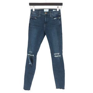 Frame Le High Skinny Ankle Jeans Women's Size 26 Waterhaven Blue Denim $215